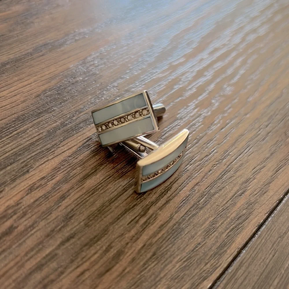 Baby blue stone solid silver cufflinks